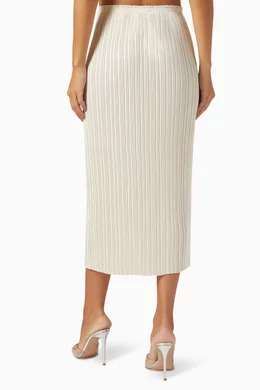 Buy Vince Neutral Pleated Midi Skirt in Satin For Women Online Ounass Saudi