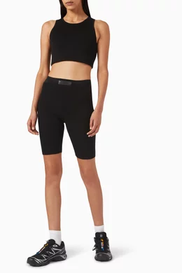 Buy Fear of God Essentials Black Ribbed Biker Shorts in Cotton Blend For Women Online Ounass Saudi