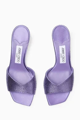Buy Jimmy Choo Purple Skye 70 Crystal-embellished Mules in