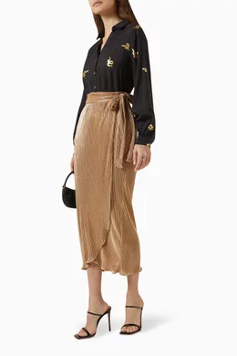 never fully dressed gold wrap skirt Never Fully Dressed Gold Vegan Leather Mini Wrap Skirt