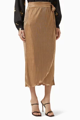 Buy Never Fully Dressed Gold Jaspre Wrap Plisse Midi Skirt For Women Online  | Ounass Saudi