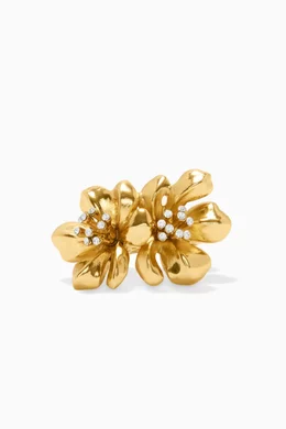 Buy Oscar de la Renta Gold Twin Flowers Crystal Ring in Brass For Women Online Ounass Saudi