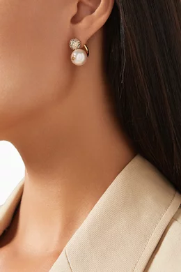 Buy Jimmy Choo Gold Auri Pearl & Crystal Earrings in Metal