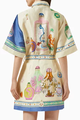 Buy ALEMAIS Multicolour Elixir Mini Shirt Dress in Linen-blend For Women  Online | Ounass Saudi