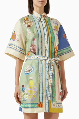 Buy ALEMAIS Multicolour Elixir Mini Shirt Dress in Linen-blend For Women  Online | Ounass Saudi