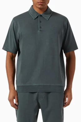 Buy Kith Grey Crystal Wash Graham Polo Shirt in Cotton