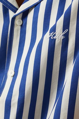Buy Kith Blue Striped Thompson Camp Collar Shirt in Cupro Linen