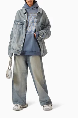 Buy Balenciaga Blue Oversize Baggy Pants in Organic Denim For