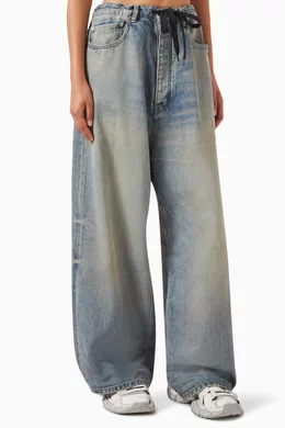 Buy Balenciaga Blue Oversize Baggy Pants in Organic Denim