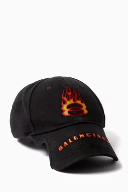 Buy Balenciaga Black Burning Unity Cap in Cotton Drill For UNISEX