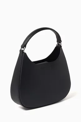 Buy Emporio Armani Black Small Shoulder Bag in Grained Leather For