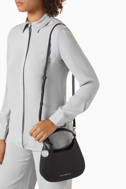 Buy Emporio Armani Black Small Shoulder Bag in Grained Leather For