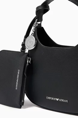 Buy Emporio Armani Black Small Shoulder Bag in Grained Leather For