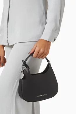 Buy Emporio Armani Black Small Shoulder Bag in Grained Leather For