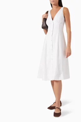 chinese dress ladies Women's Long Sleeve Linen Button Down Midi Dress main image 1