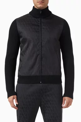 Buy Valentino Garavani Black Toile Iconographe Zip-up Jacket in