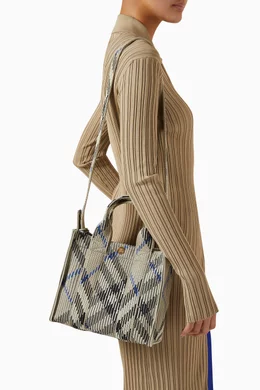 【BURBERRY】MINI KNIT TOTE ミニ ニットトート ミニ チェック ニットトート (ライケン) - ウィメンズ