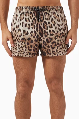 Buy Dolce Gabbana Multicolour Leopard print Swim Trunks in Nylon For Men Online Ounass Saudi