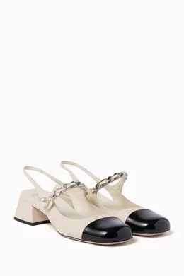 Buy Miu Miu Neutral Slingback Pumps in Leather For Women Online Ounass Saudi