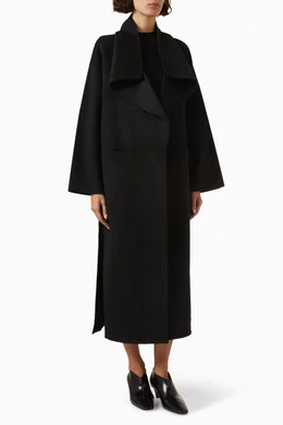 Buy Toteme Black Signature Coat in Wool-cashmere For Women Online