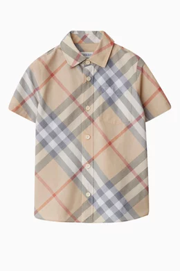Buy Burberry Brown Owen Check print Shirt in Cotton For Boys Online Ounass Saudi