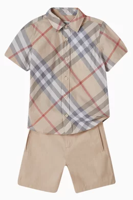 Buy Burberry Brown Oscar Shorts in Cotton Blend For Boys Online
