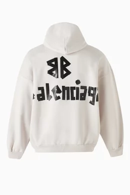 パーカー・フーディ [Balenciaga] Tape Type Ripped cotton fleece hoodie - White Tape Type Ripped cotton fleece hoodie in white - Balenciaga