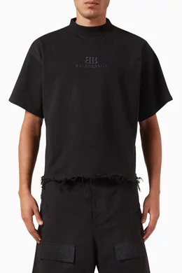 Buy Balenciaga Black Unisex BB Cropped Oversized T-shirt in