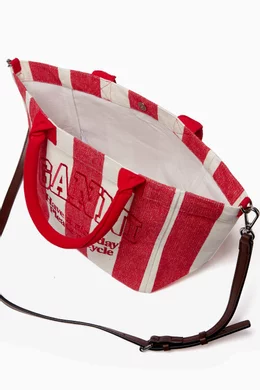 トートバッグ Ganni Women's Small Easy Shopper Tote Striped Red A5974-396 MUSINSA | GANNI Small Easy Stripe Shopper Bag - Cherry