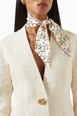 Buy Tory Burch Pink Offset Logo Ribbon Twilly in Silk For