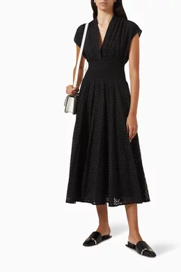 sachin and babi light blue dress Tory Burch Printed Pleated Midi Dress | Blue main image 1