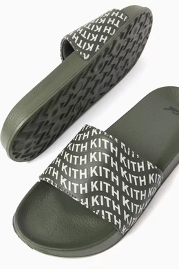 最新人気 Online Men For Sandals Slide Monogram Wave Green Kith Buy | Saudi Ounass 靴