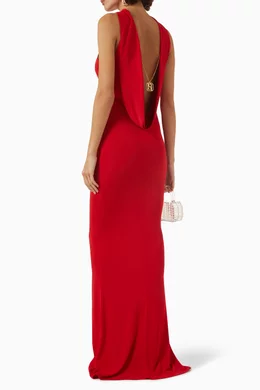 パーティードレス ELISABETTA FRANCHI Red Carpet crepe jersey dress with corset Elisabetta Franchi Woman Red Carpet Dress in Jersey Crêpe