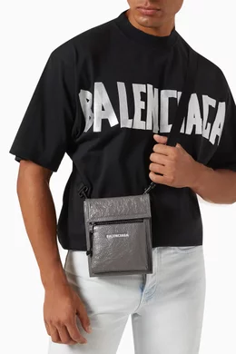 Buy Balenciaga Grey Small Explorer Pouch Bag in Leather For Men