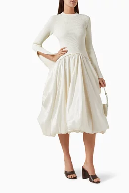 off the shoulder ruffle midi dress Off-Shoulder Ruffled Lace Midi Dress