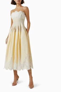 chinese dress ladies Lilianna Cotton Lace Midi Dress  SIMKHAI