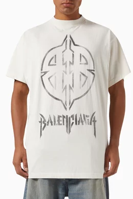 Buy Balenciaga White Unisex Metal BB Stencil Oversized T