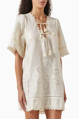 Buy Spell Neutral Pfeiffer Mini Dress in Linen For Women Online | Ounass  Saudi