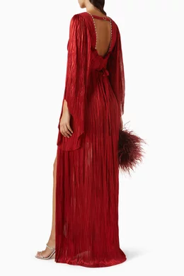 open lace back dress Swarovski Crystal-Embellished Wool-Crepe Mini Dress in red  THE MODAOLOGY
