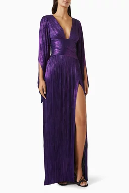 Buy Maria Lucia Hohan Purple Alana Pleated Maxi Dress in Silk For Women  Online | Ounass Saudi