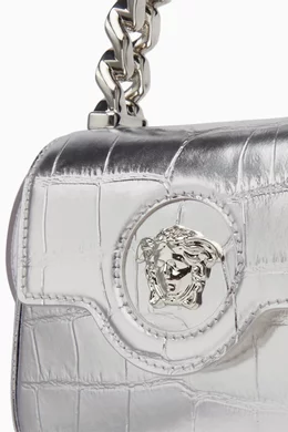 Buy Versace Silver Mini La Medusa Top handle Bag in Croc embossed Metallic Leather For Women Online Ounass Saudi