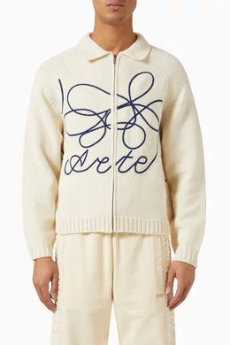 Buy Arte Antwerp Neutral Flower Logo Cardigan in Knit For