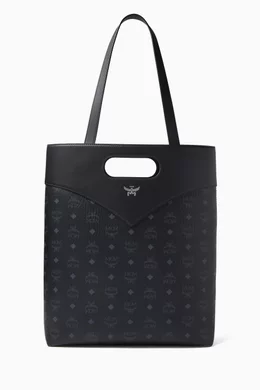 Buy MCM Black Large Diamond Tote Bag in Visetos Leather Mix For Men Online Ounass Saudi