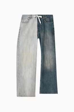BALENCIAGA TWO-TONE DENIM FIFTY-FIFTY JEANS