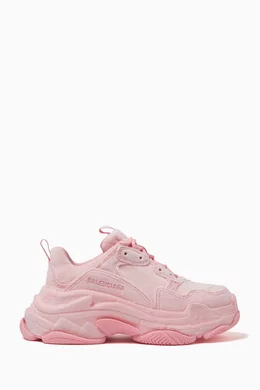 Buy Balenciaga Pink Triple S Sneakers in Velvet For Women Online Ounass Saudi