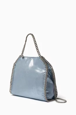 Buy Stella McCartney Blue Mini Falabella Tote Bag in Eco Lamé