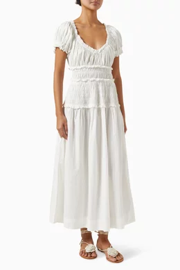 Buy DEN White Leanne Midi Dress in Organic Cotton For Women Online |  Ounass Saudi