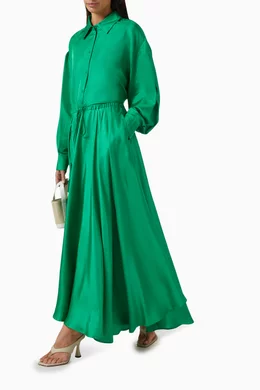 Buy BONDI BORN Green Tropea Maxi Circle Skirt in Silk For Women Online |  Ounass Saudi