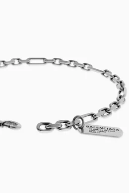 Buy Balenciaga Grey Tags Carabiner Necklace in Brass For Women
