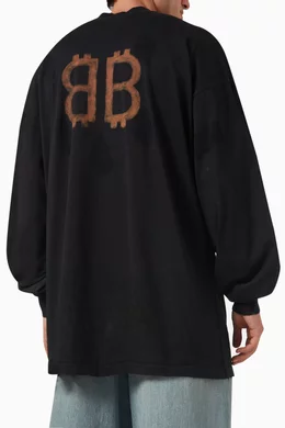 Buy Balenciaga Black Paris Moon Double Front Oversized T
